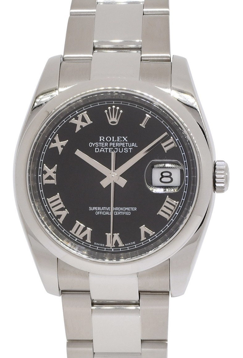 Rolex Datejust Steel Black Dial Oyster Bracelet 36mm Watch +Card M 116200