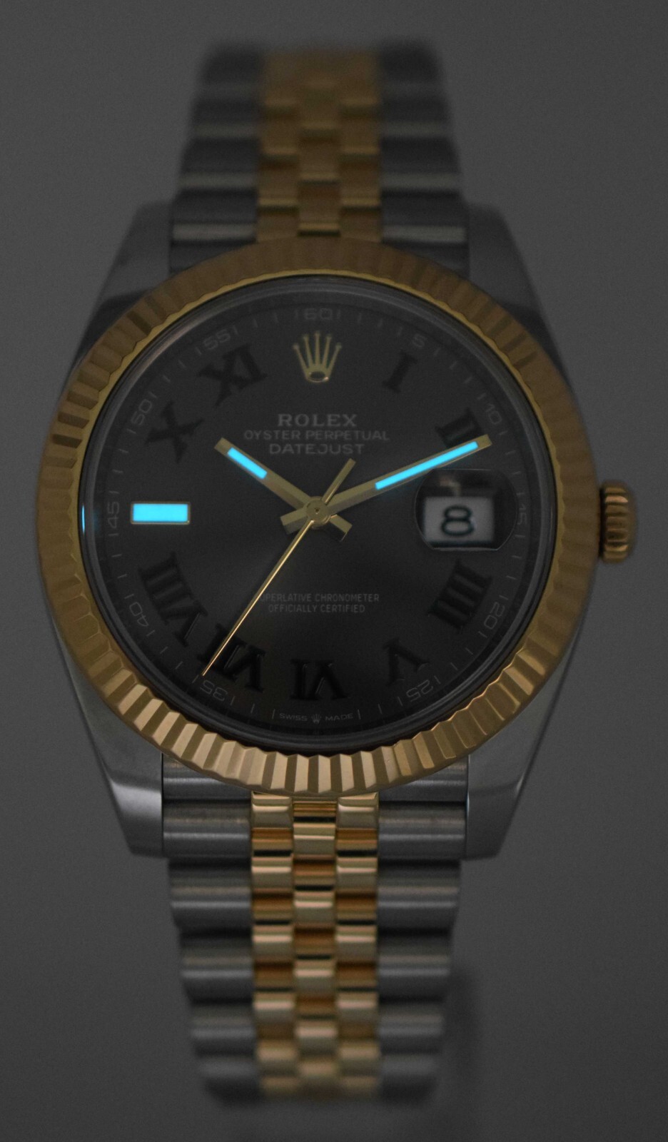 Rolex Datejust 41 YG/Steel Wimbledon Dial Mens Watch Box /Papers '24 126333