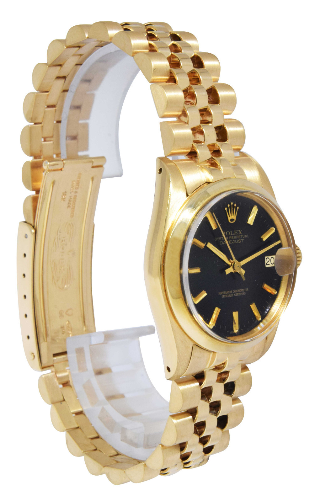 Rolex Datejust 18k Yellow Gold Black Dial Jubilee Bracelet 31mm Watch 6827