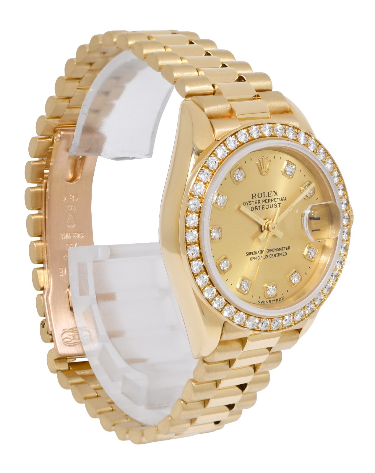 Rolex Datejust President 18k Yellow Gold Champagne Diamond 26mm Watch '86 69178