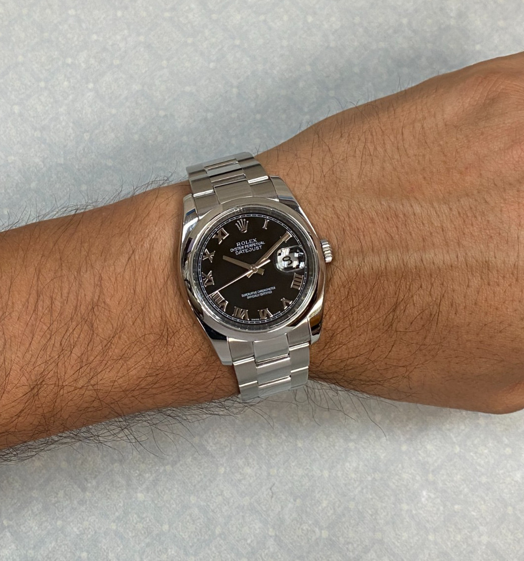 Rolex Datejust Steel Black Dial Oyster Bracelet 36mm Watch +Card M 116200
