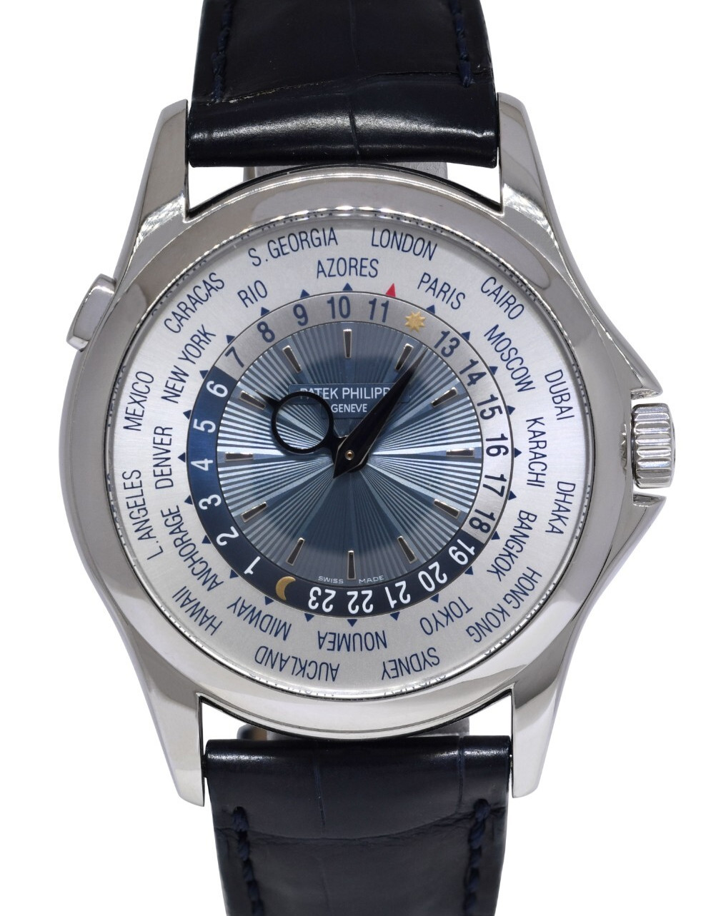 Patek Philippe World Time 5130 Platinum Complications Mens 39.5mm Watch 5130P