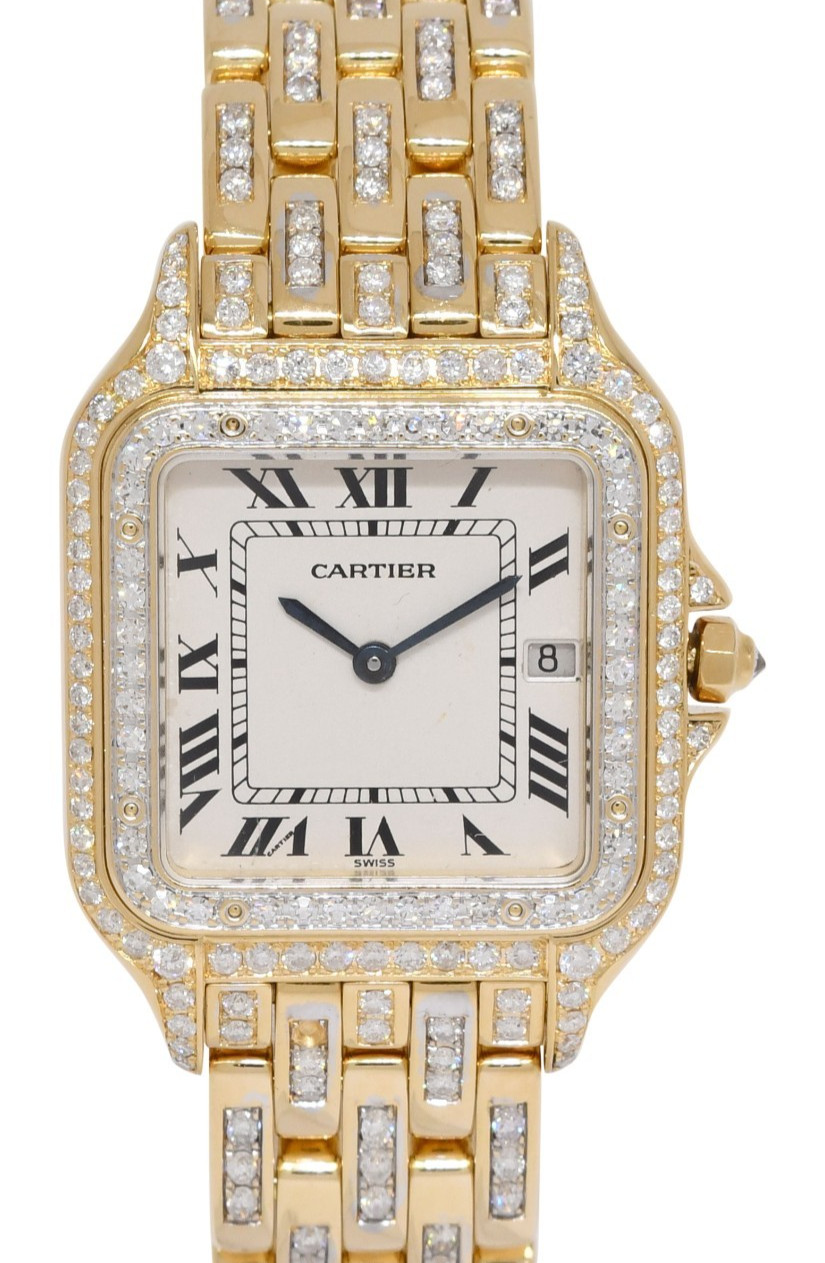 Cartier Panthere Large 18k Yellow Gold & Pave Diamond Ladies Quartz Watch 1270 Cartier Panthere Large 18k Yellow Gold & Pave Diamond Ladies Quartz Watch 1270