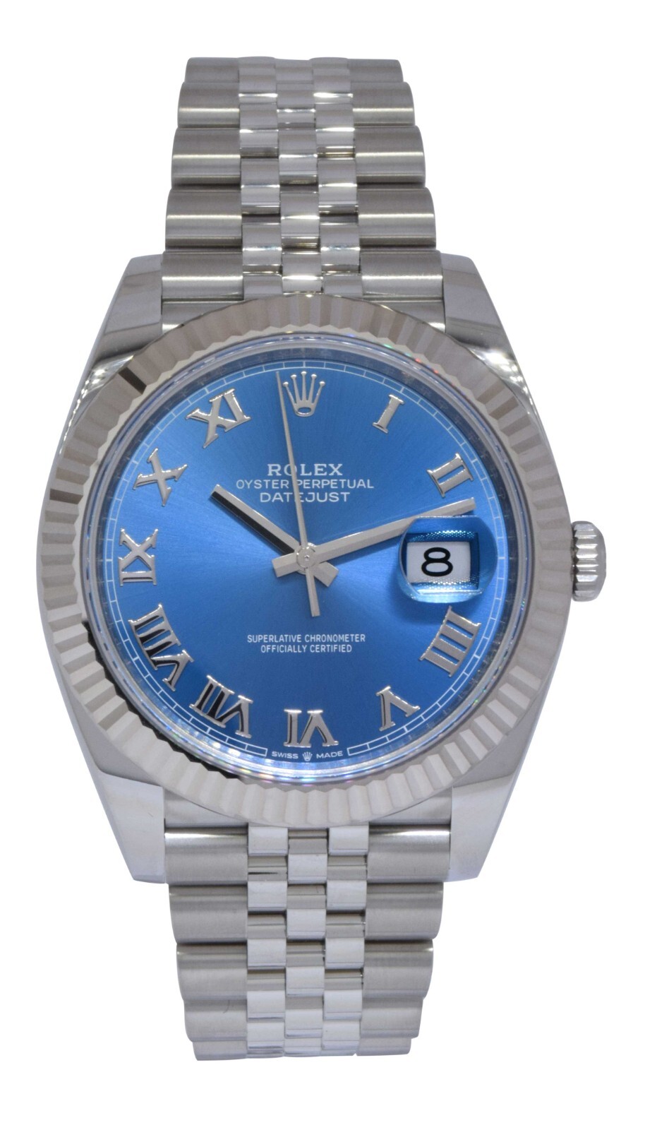 Rolex Datejust 41 Steel & 18k Gold Bezel Blue Roman Dial Watch +Card '22 126334