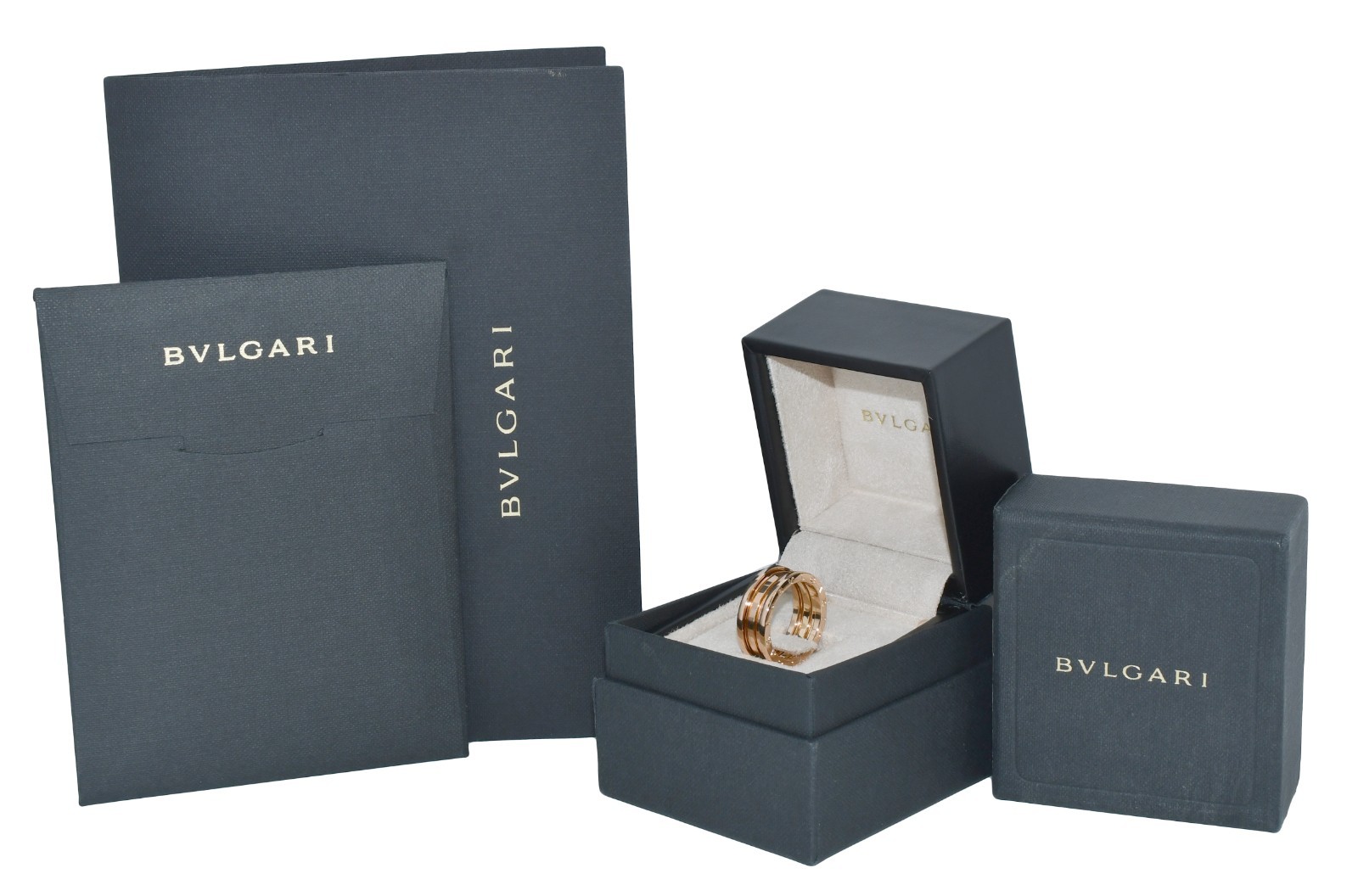 Bvlgari B.Zero1 18k Rose Gold 3 Band Ring Size 60
