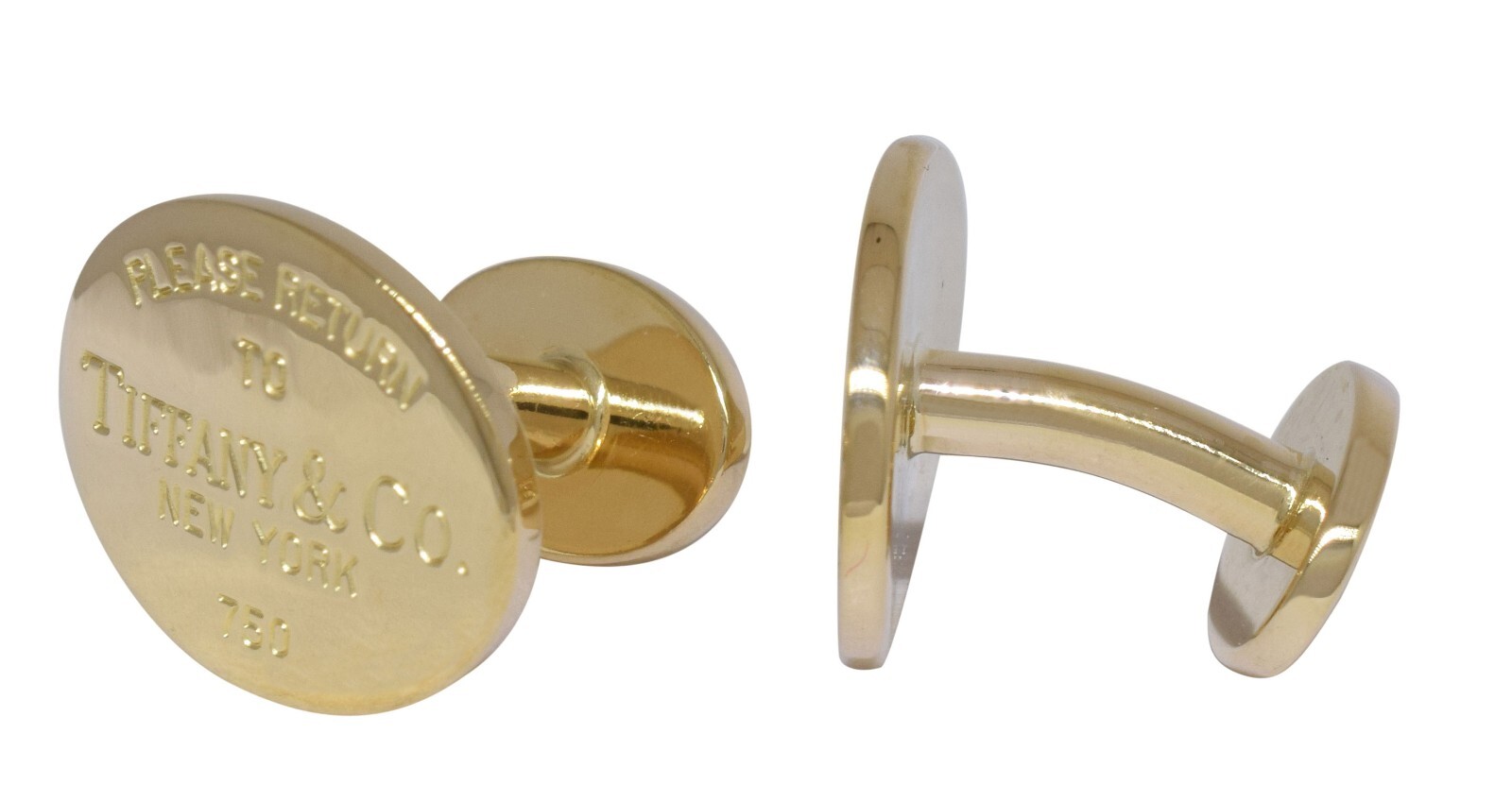 Tiffany & Co. "Return to Tiffany" 18k Yellow Gold Cufflinks +Pouch
