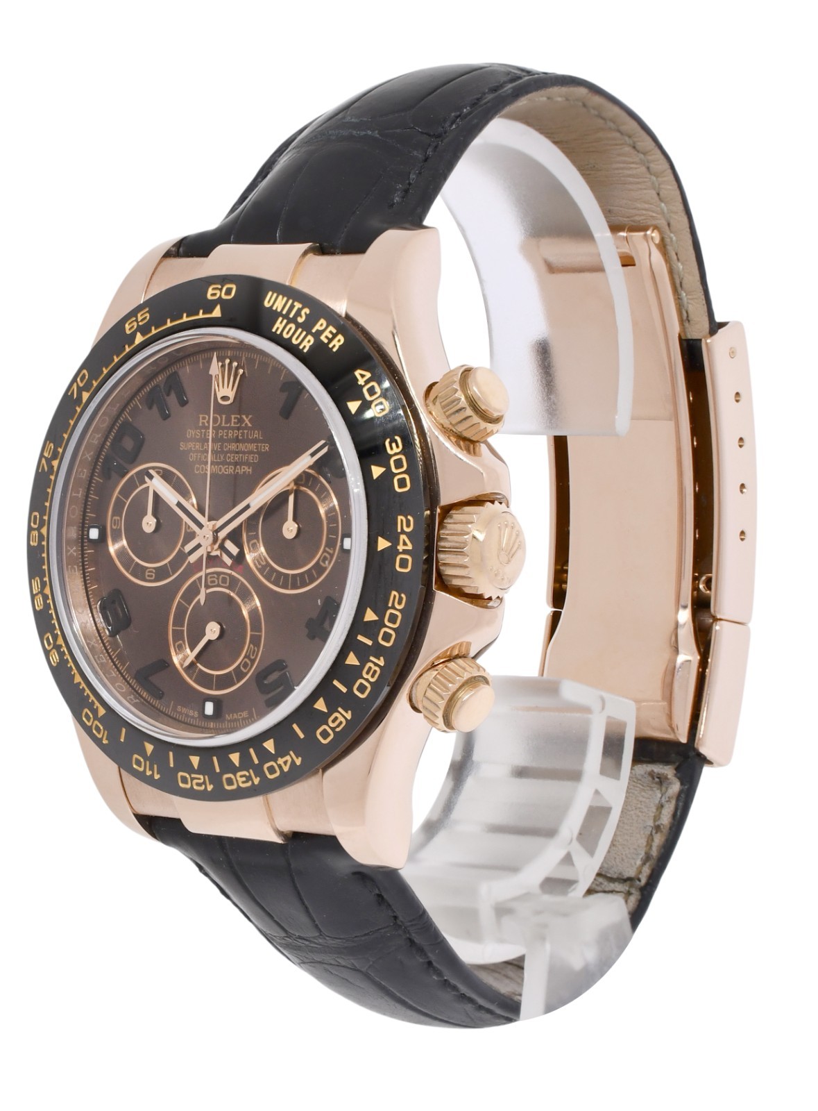Rolex Daytona 18k Rose Gold / Ceramic Chocolate Dial 40mm Watch B/P '15 116515