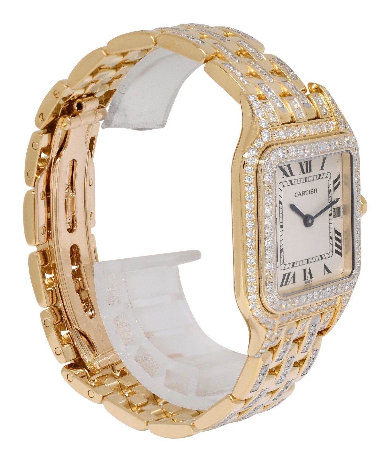 Cartier Panthere Large 18k Yellow Gold & Pave Diamond Ladies Quartz Watch 1270