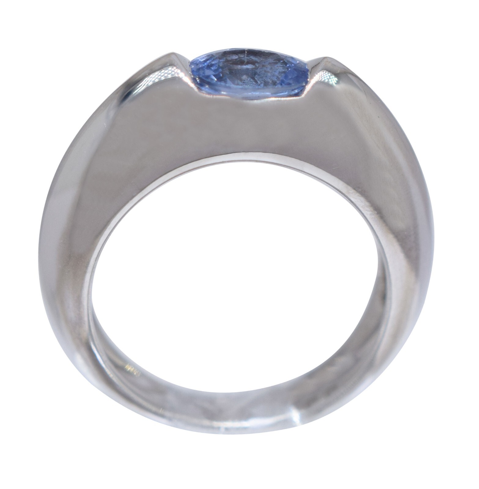Piaget Blue Sapphire & Diamond 18k White Gold Ring Size 52