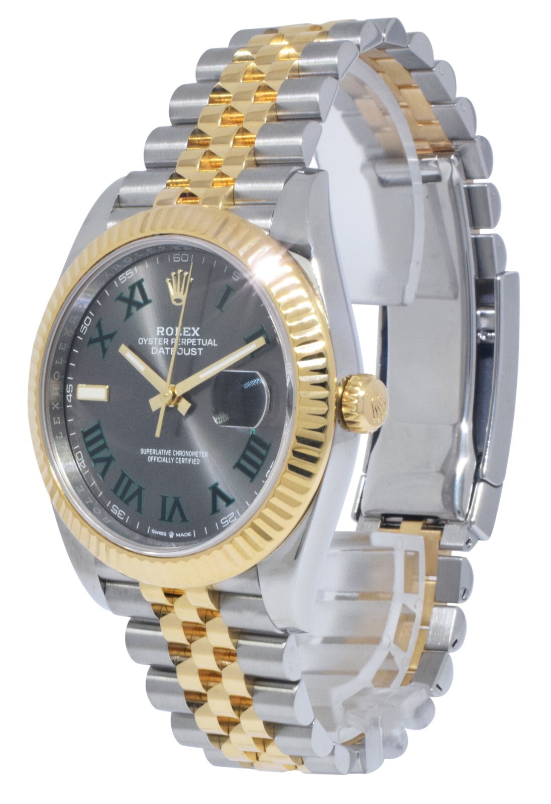 Rolex Datejust 41 YG/Steel Wimbledon Dial Mens Watch Box /Papers '24 126333