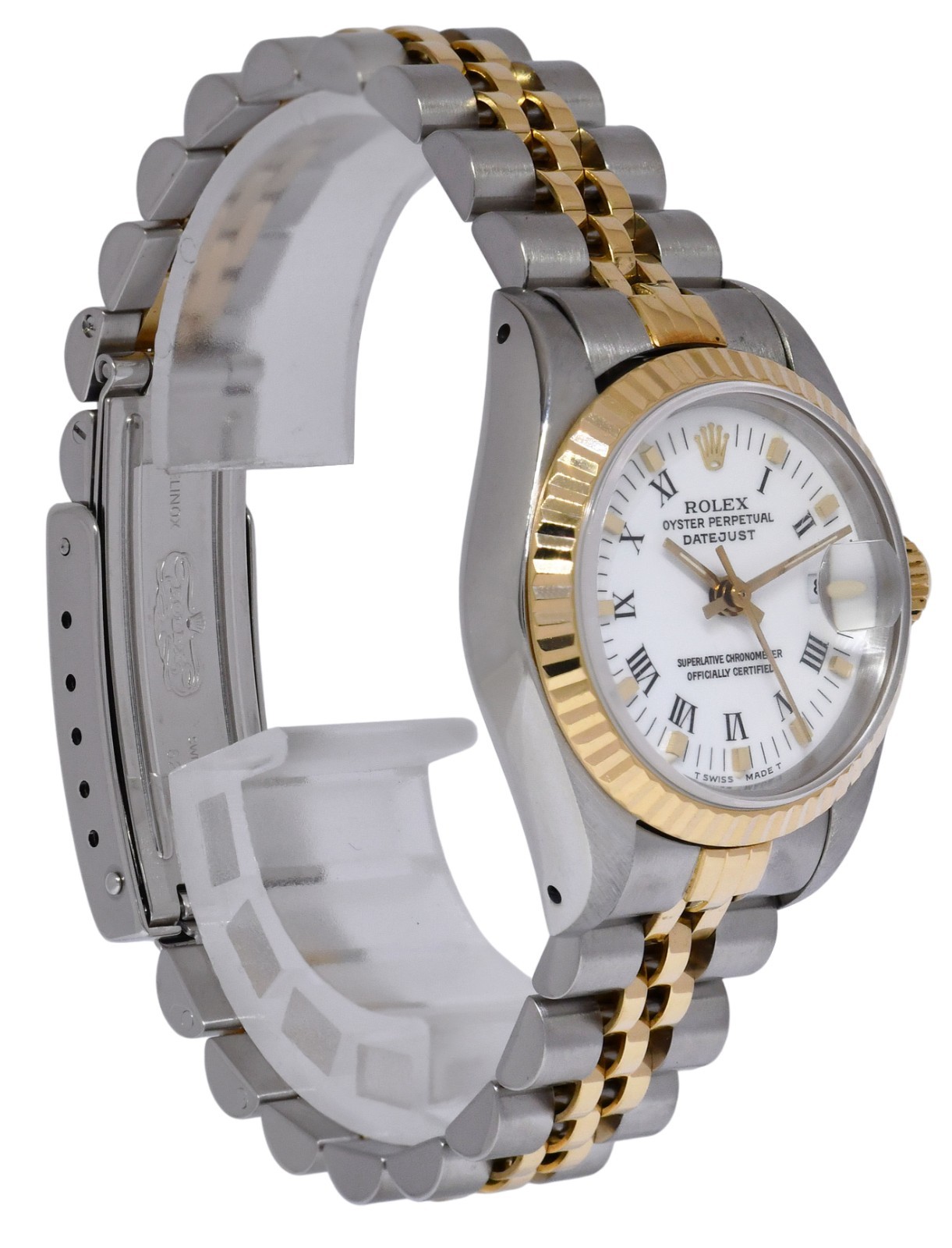 Rolex Datejust 18k Yellow Gold/Steel White Roman/Stick Dial 26mm Watch L 69173