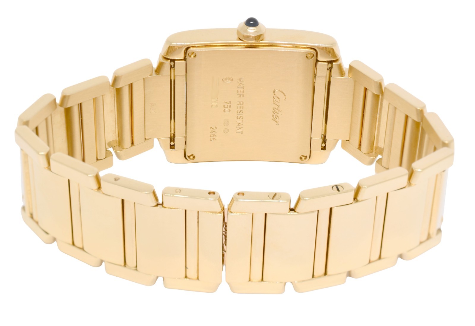 Cartier Tank Francaise Medium 18k YG Ivory Dial Ladies Quartz Date Watch 2466