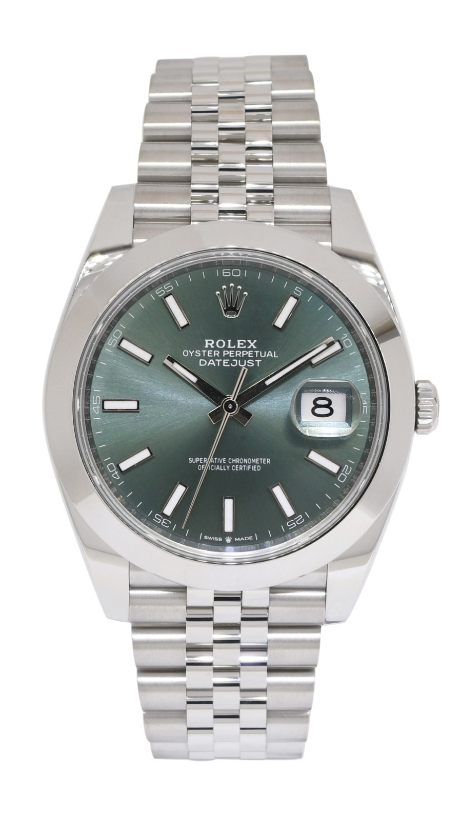 NEW Rolex Datejust 41 Steel Mint Green Dial Mens Jubilee Watch B/P '25 126300