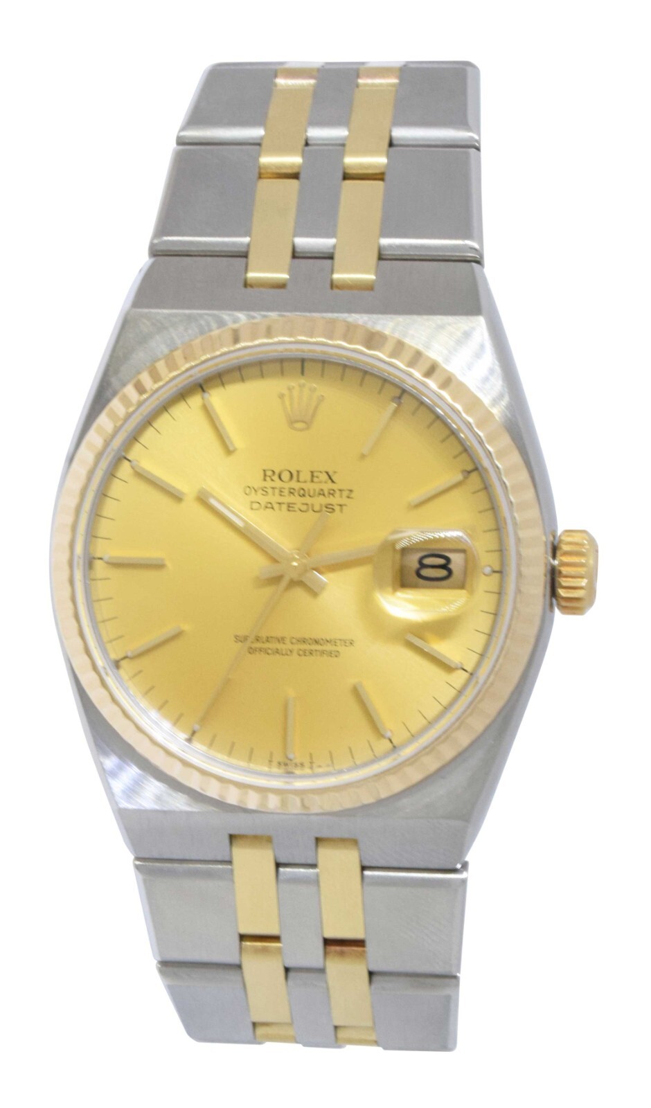 Rolex Datejust Oysterquartz 14k Yellow Gold/Steel Champagne 36mm Watch '79 17013