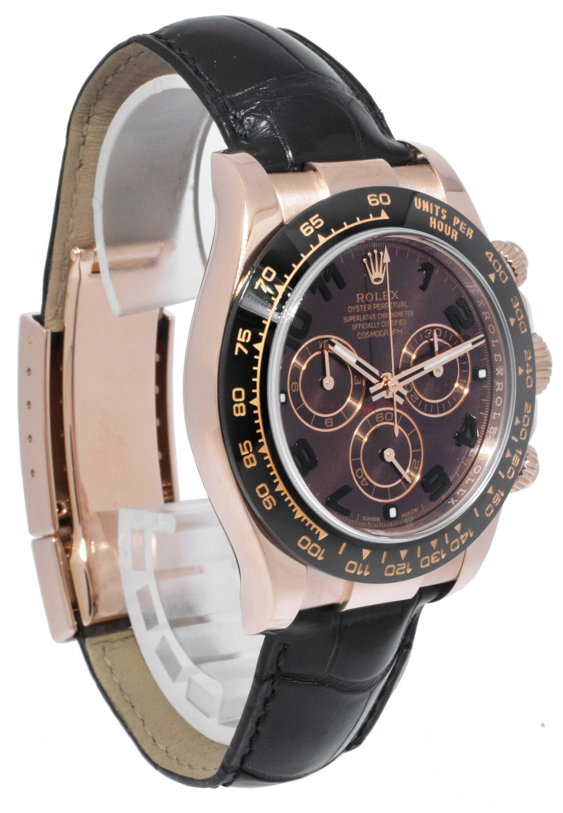 Rolex Daytona 18k Rose Gold / Ceramic Chocolate Dial 40mm Watch B/P '12 116515