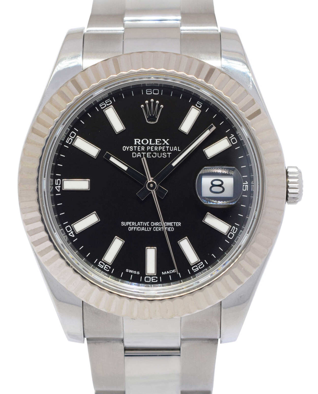Rolex Datejust II Steel & 18k White Gold Bezel Black Dial Mens 41mm Watch 116334 Rolex Datejust II Steel & 18k White Gold Bezel Black Dial Mens 41mm Watch 116334