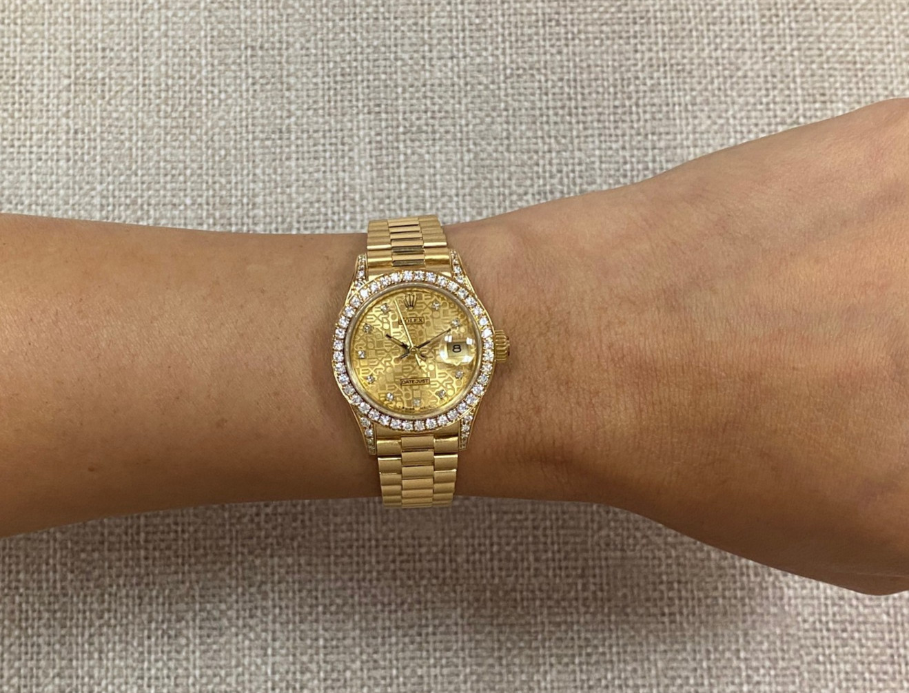 Rolex Datejust President 18k Yellow Gold Jubilee Diamond 26mm Watch N 69158