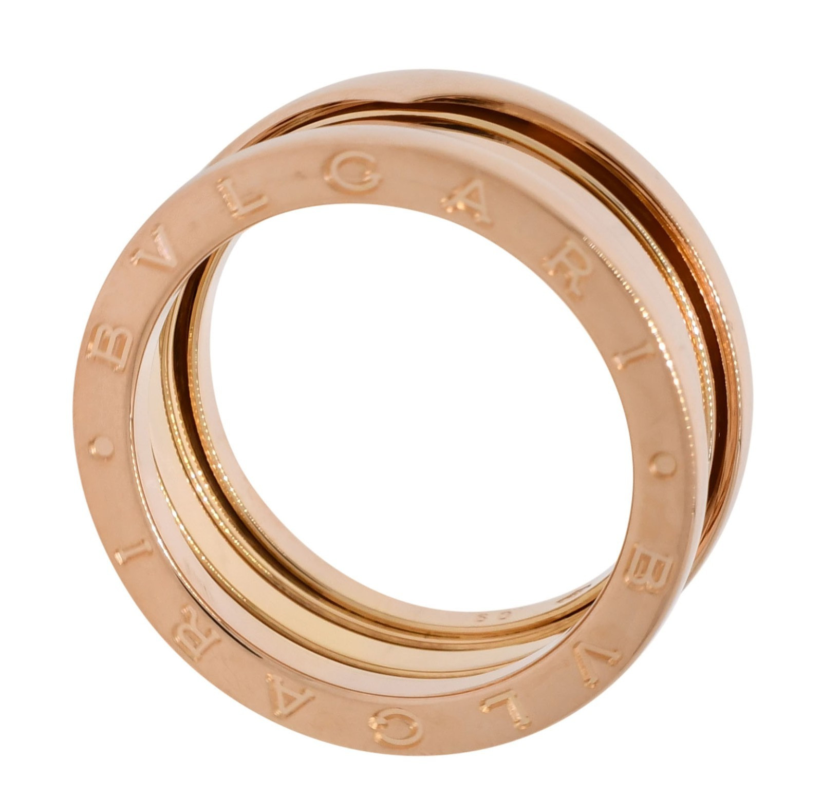 Bvlgari B.Zero1 18k Rose Gold 3 Band Ring Size 60