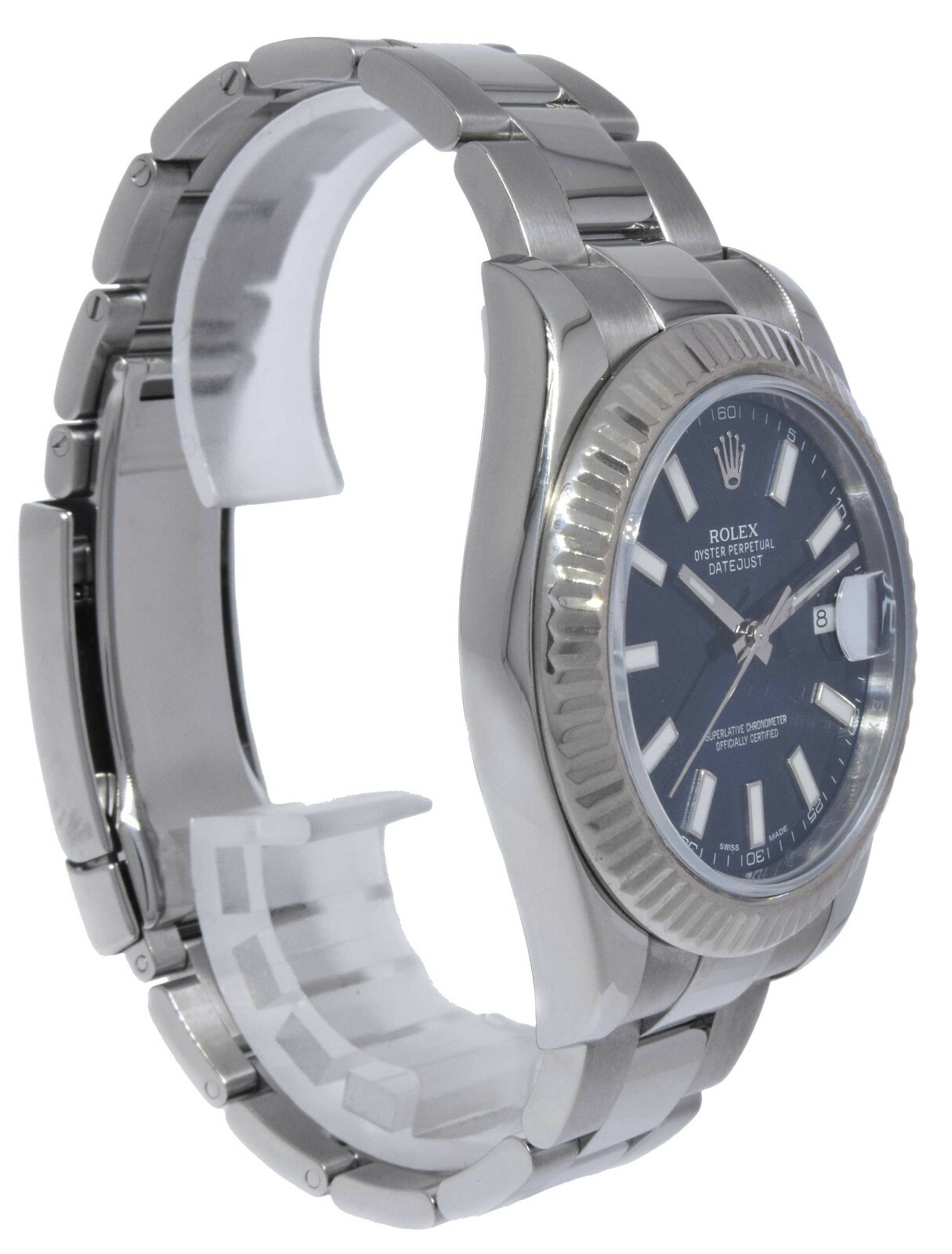 Rolex Datejust II Steel /18k Gold Bezel Blue Dial Mens 41mm Watch 116334