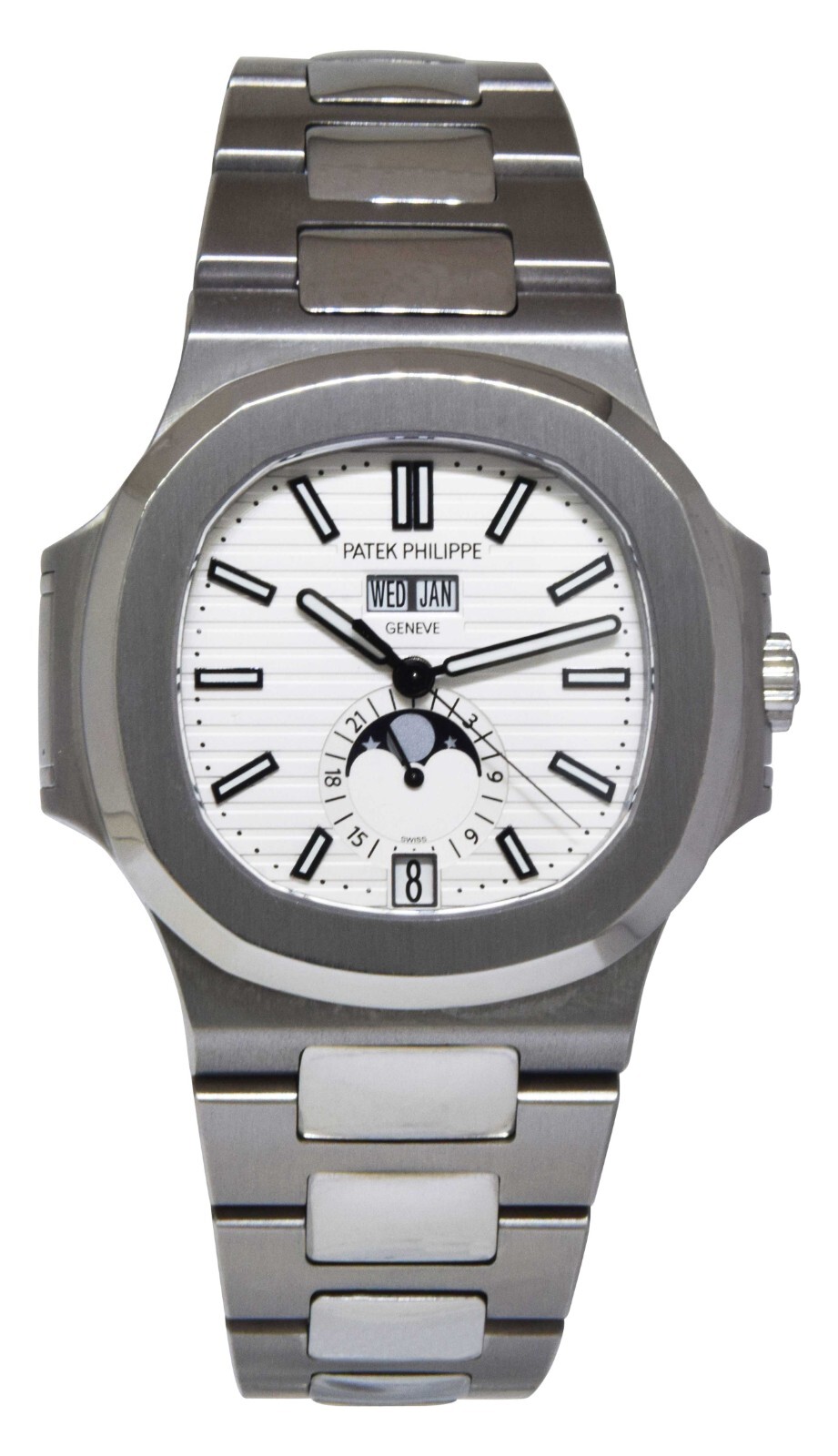 Patek Philippe Nautilus Steel Annual Calendar White Dial Watch B/P '17 5726/1A