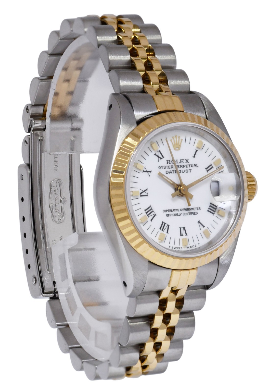 Rolex Datejust 18k Yellow Gold/Steel White Roman/Stick Dial 26mm Watch L 69173