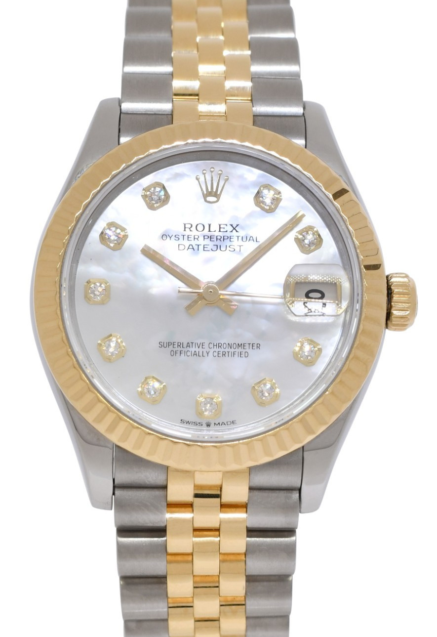 Rolex Datejust 31 18k Yellow Gold/Steel MOP Diamond Dial Ladies Watch 278273