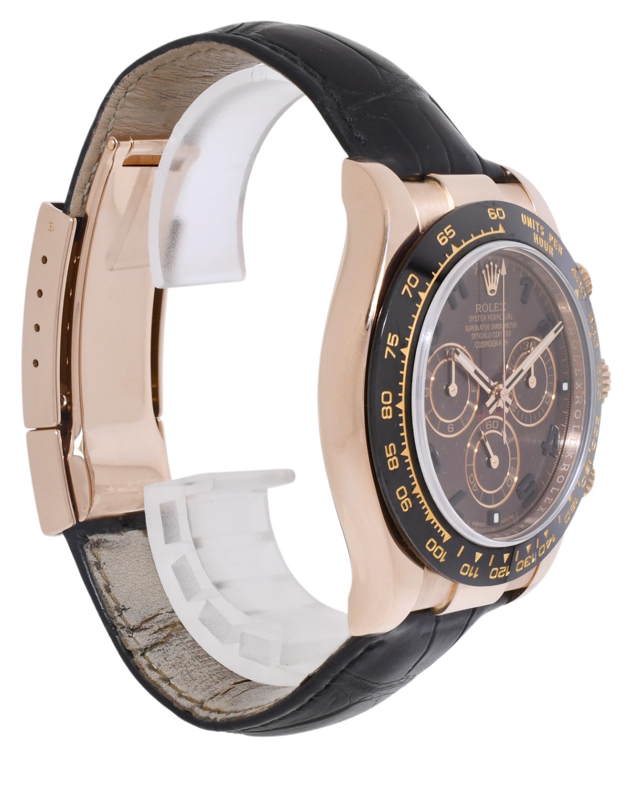 Rolex Daytona 18k Rose Gold / Ceramic Chocolate Dial 40mm Watch B/P '15 116515