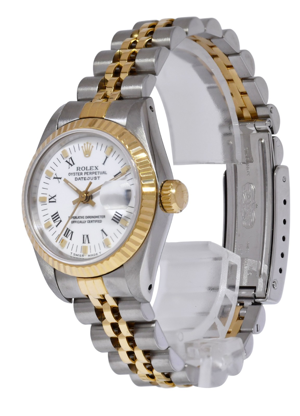 Rolex Datejust 18k Yellow Gold/Steel White Roman/Stick Dial 26mm Watch L 69173