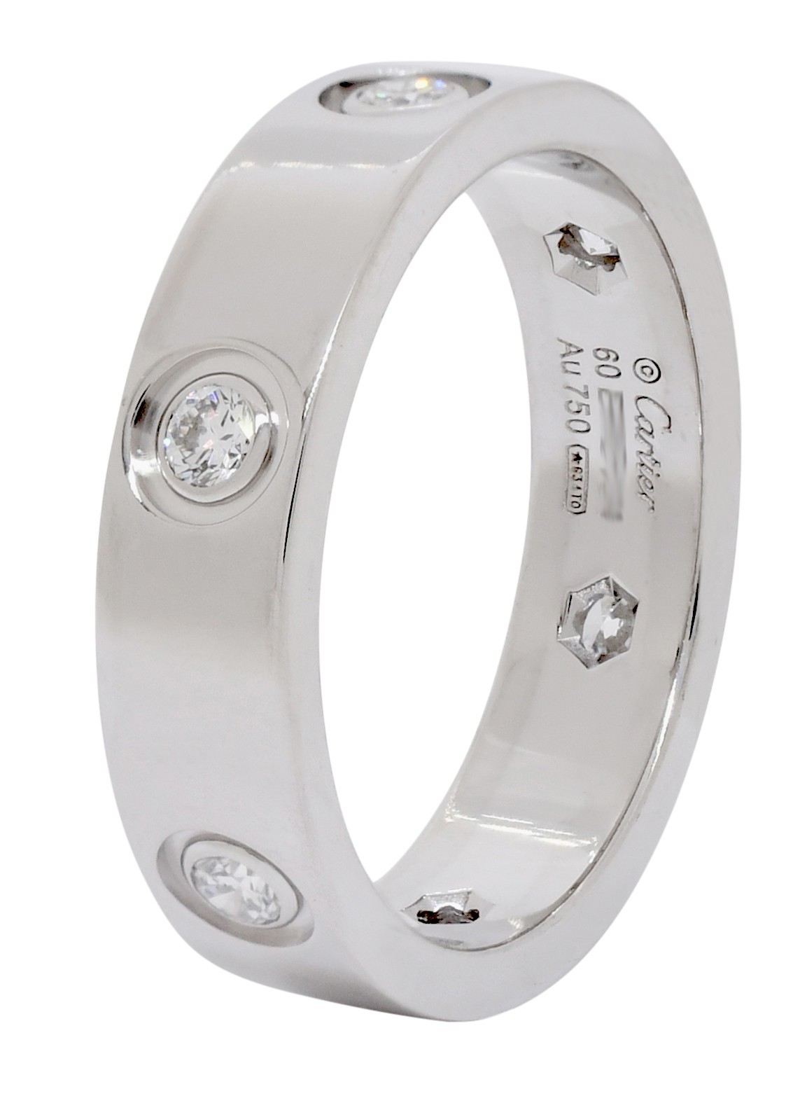 Cartier Love Ring 18k White Gold & 6 Diamond Classic Model Size 60