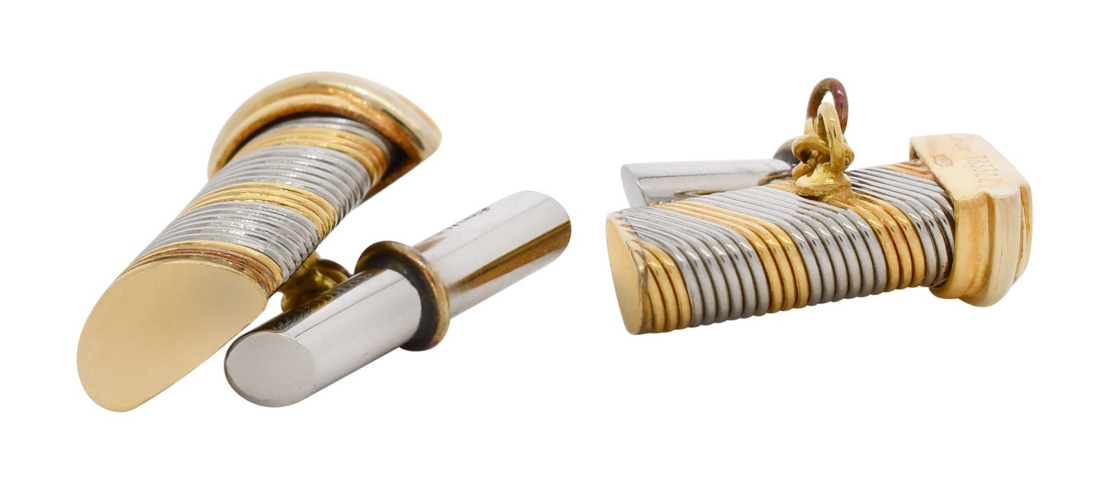 Cartier 18k Yellow & Stainless Steel Cufflinks Box/Papers '89