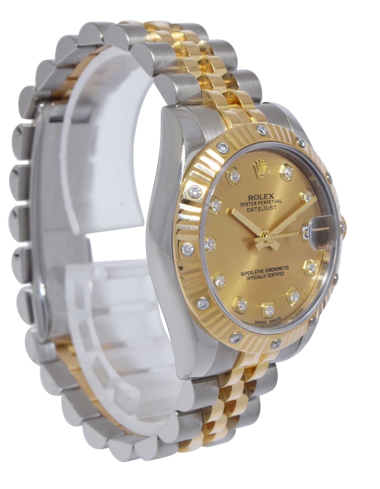 Rolex Datejust 18k Yellow Gold/Steel & Diamond Champagne Dial 31mm Watch 178313