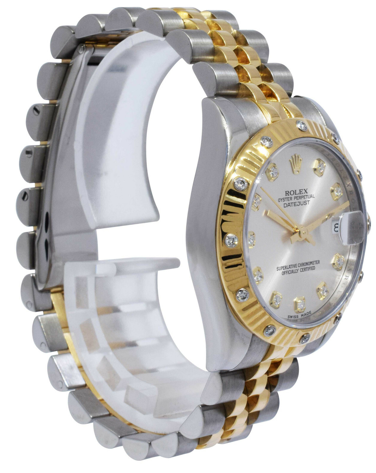 Rolex Datejust 18k Yellow Gold/Steel & Diamond Silver Dial 31mm Watch G 178313