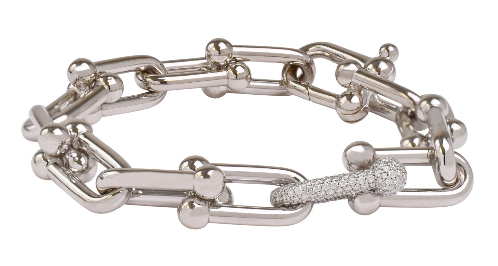 Tiffany & Co. HardWear 18k White Gold & Diamond Large Link Bracelet +Box