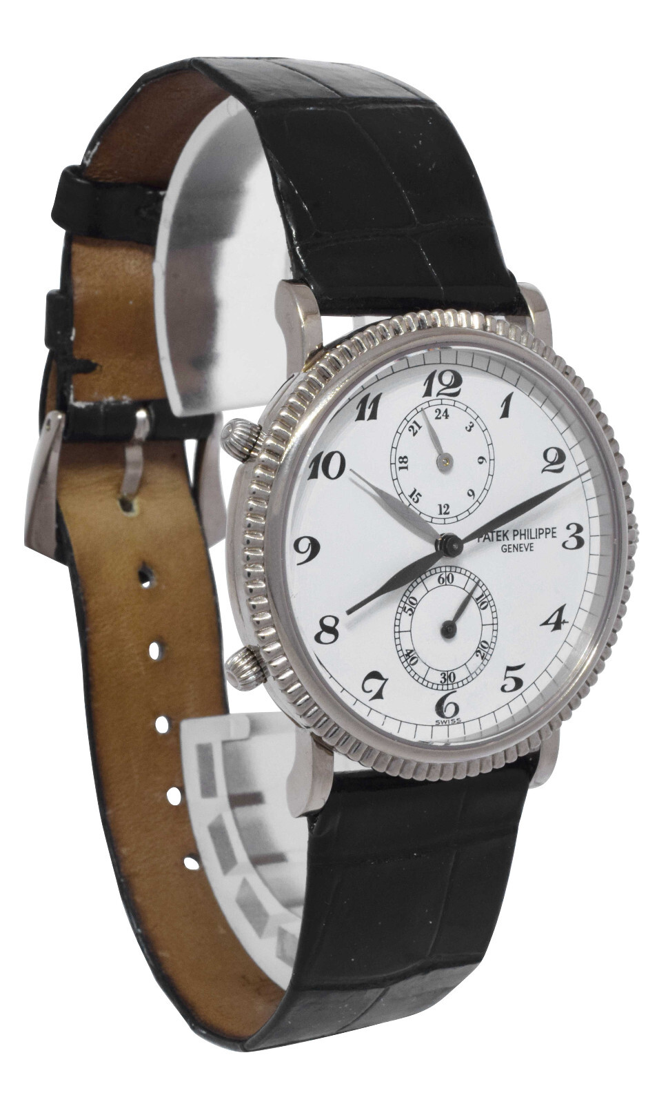 Patek Philippe Travel Time 5034 18k White Gold Mens 34mm Manual Watch 5034G