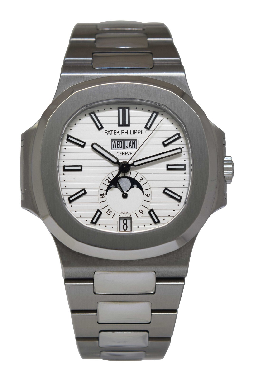 Patek Philippe Nautilus Steel Annual Calendar White Dial Watch B/P '17 5726/1A