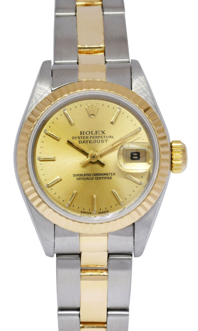 Rolex Datejust 18k Yellow Gold/Steel Champagne Dial 26mm Oyster Watch S 69173