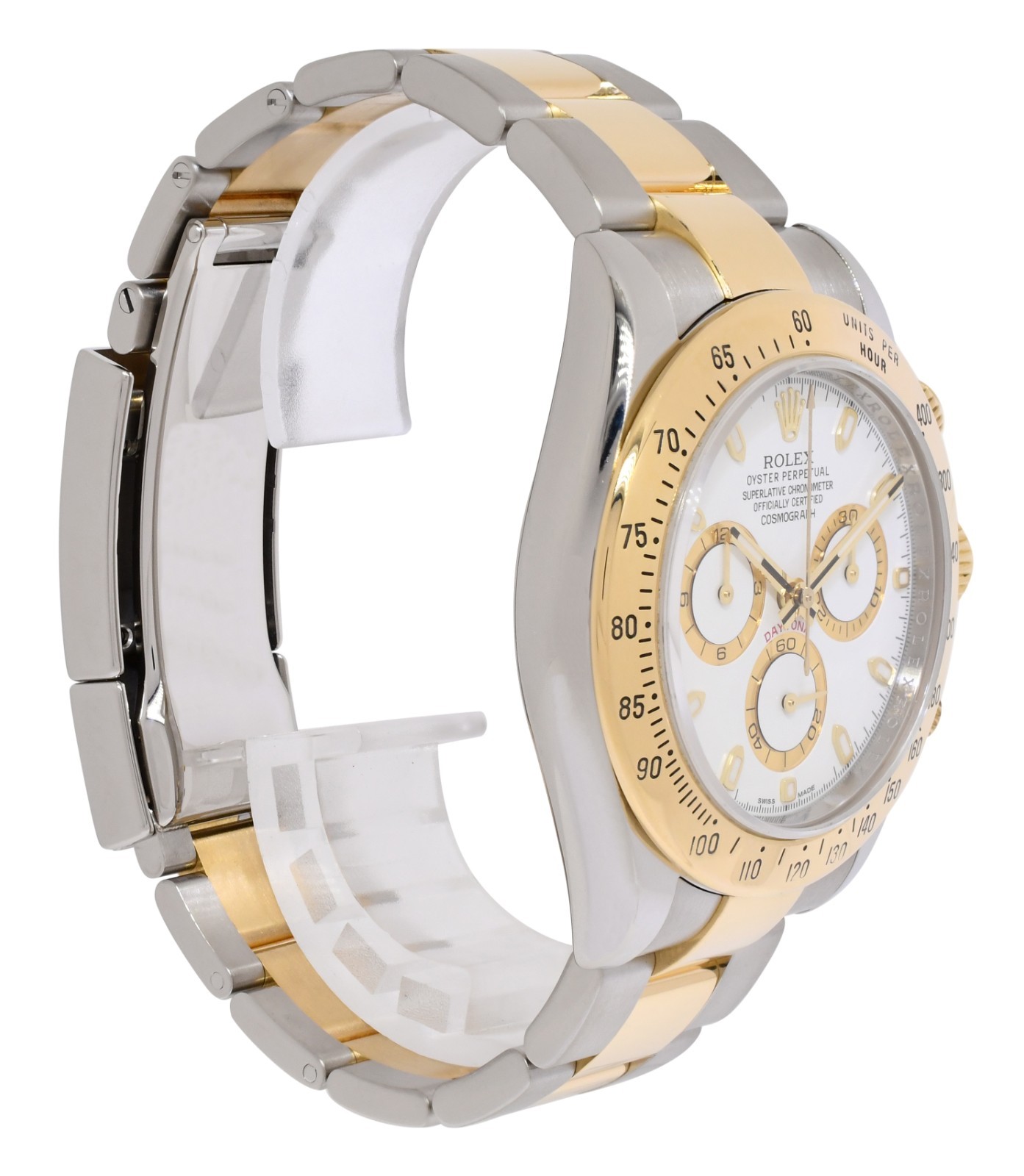 Rolex Daytona Chronograph 18k Yellow Gold/Steel White Dial 40mm Watch V 116523