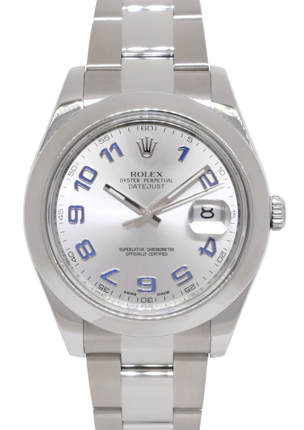 Rolex Datejust II Steel Silver Dial Purple Numerals 41mm Watch +Card '15 116300 Rolex Datejust II Steel Silver Dial Purple Numerals 41mm Watch +Card '15 116300