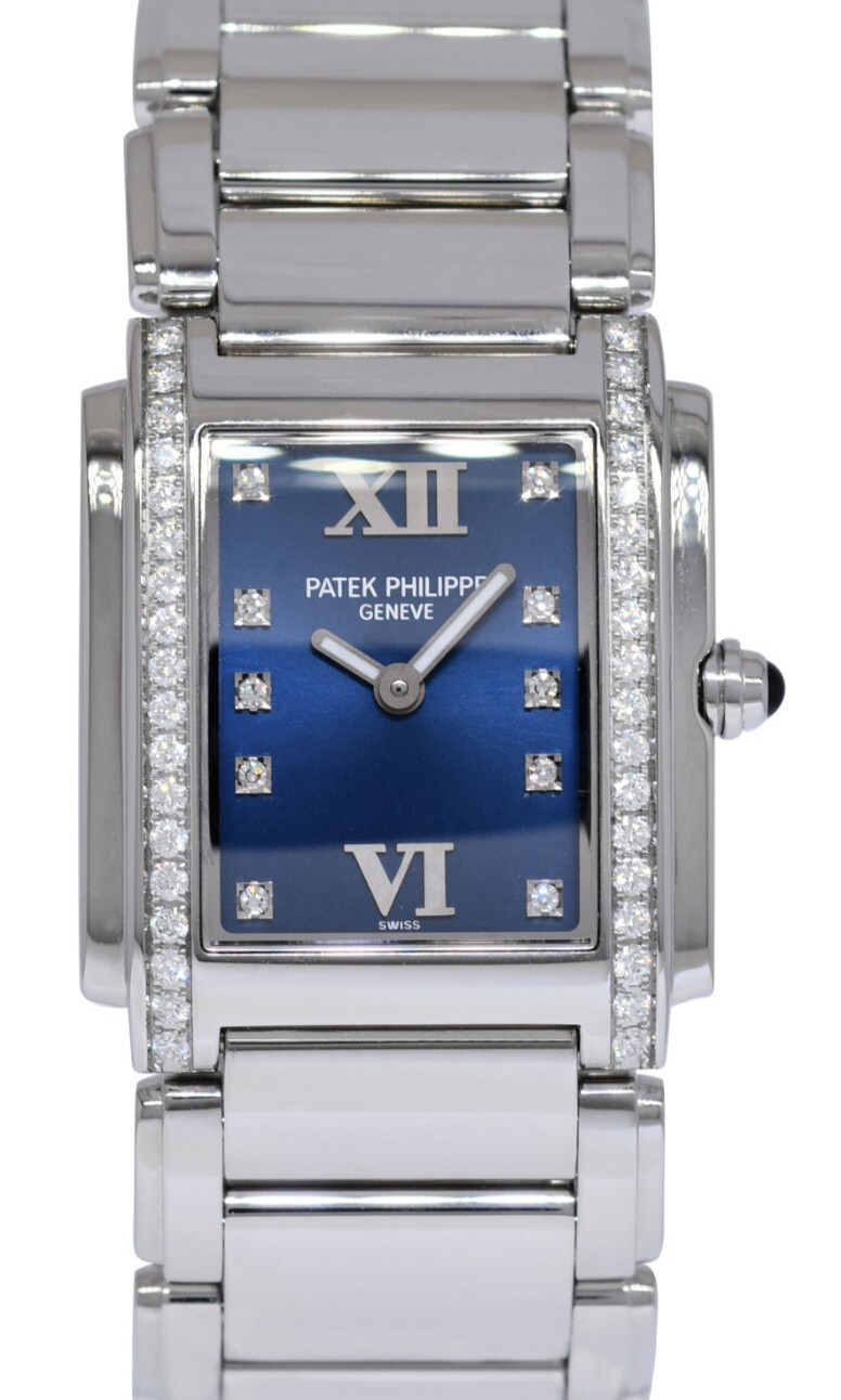 Patek Philippe Twenty~4 Steel & Diamond Blue Dial Ladies Watch 24 4910/10A