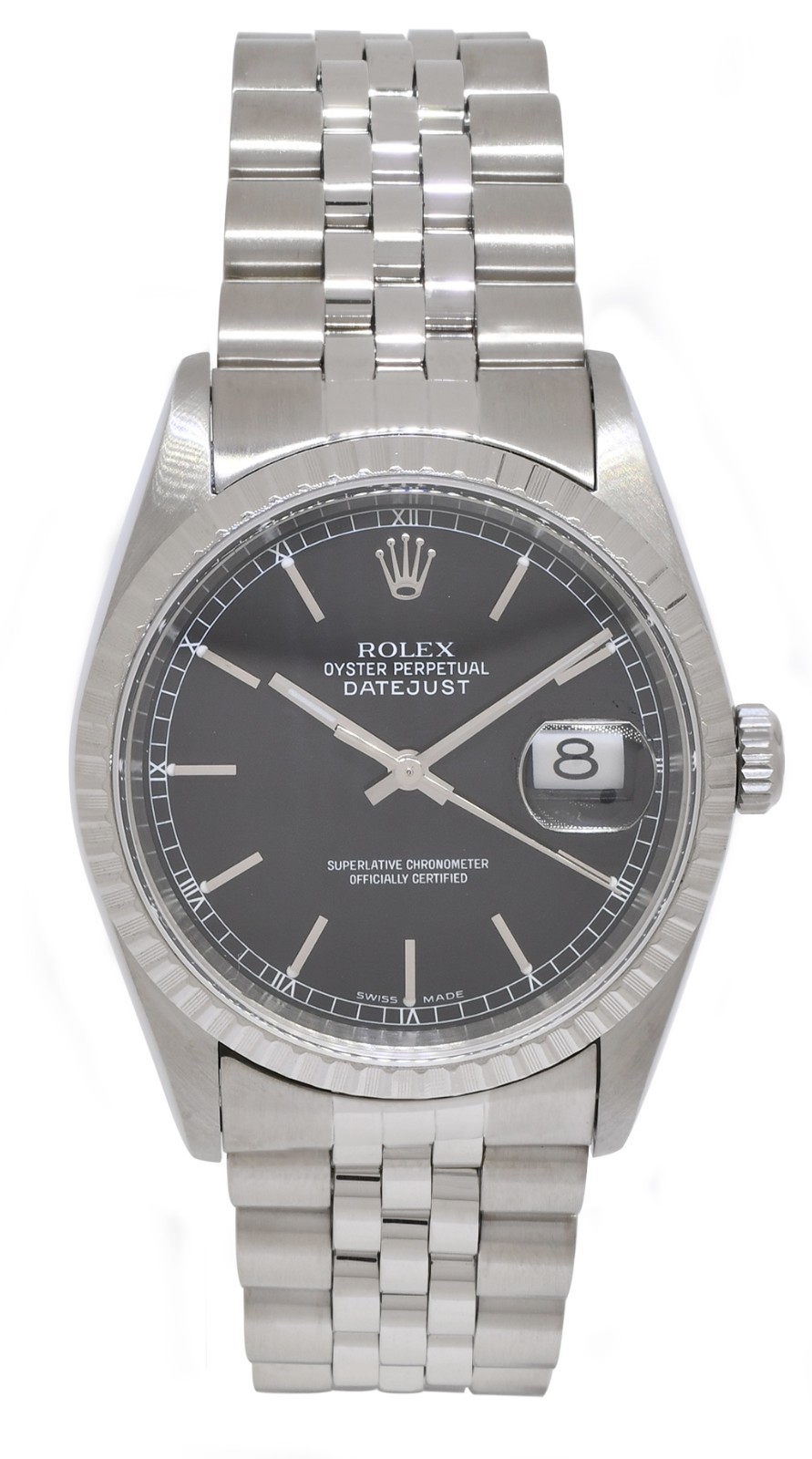 Rolex Datejust Steel Black Dial Jubilee Bracelet 36mm Watch +Papers K 16200 Rolex Datejust Steel Black Dial Jubilee Bracelet 36mm Watch +Papers K 16200