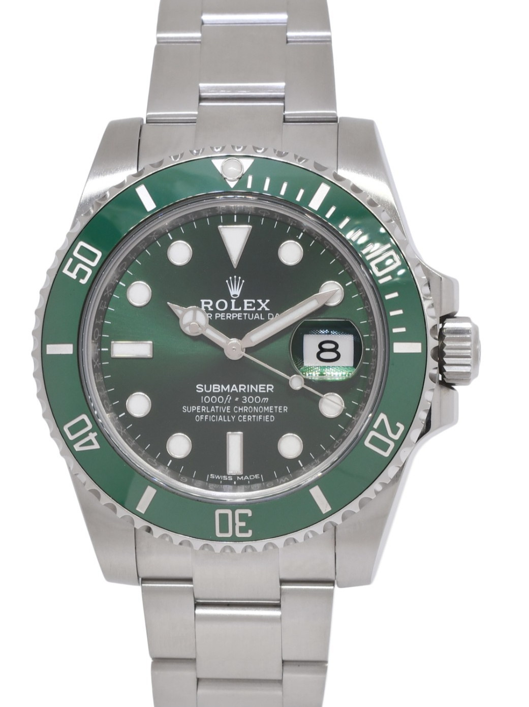 Rolex Submariner Hulk Steel Green Dial/Bezel Ceramic 40mm Watch B/P '17 116610