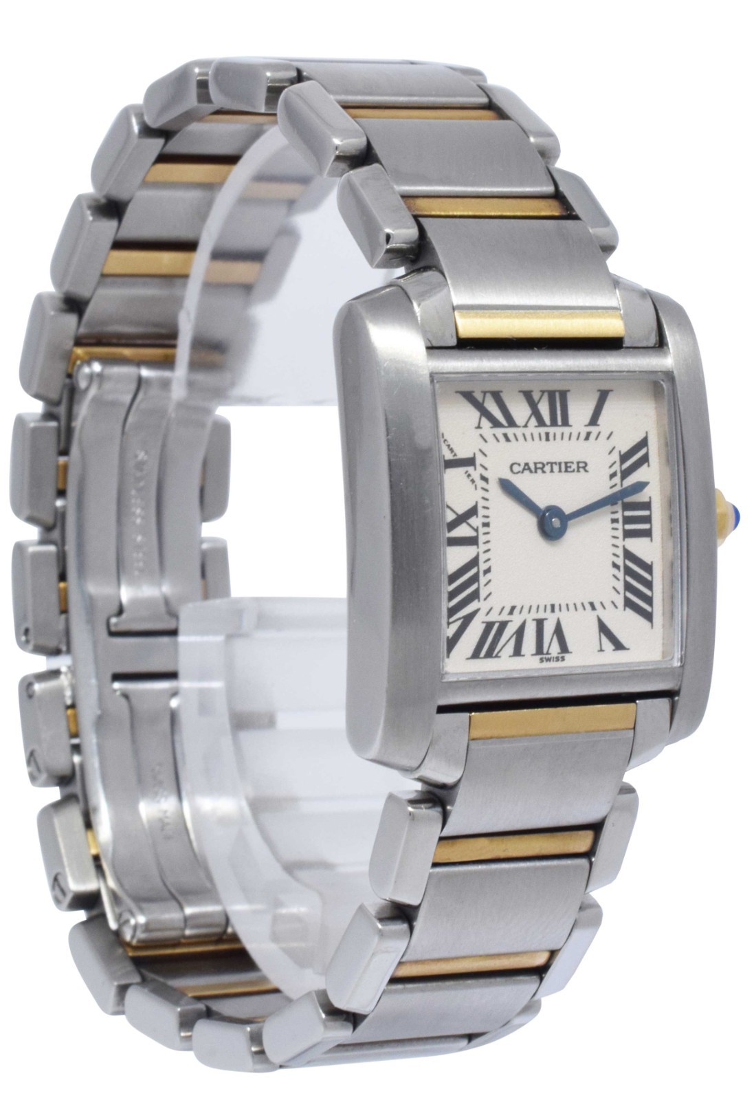 Cartier Tank Francaise Small 18k Yellow Gold/Steel Silver Dial Ladies Watch 2384