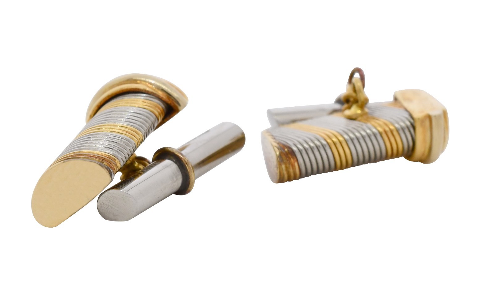 Cartier 18k Yellow & Stainless Steel Cufflinks Box/Papers '89