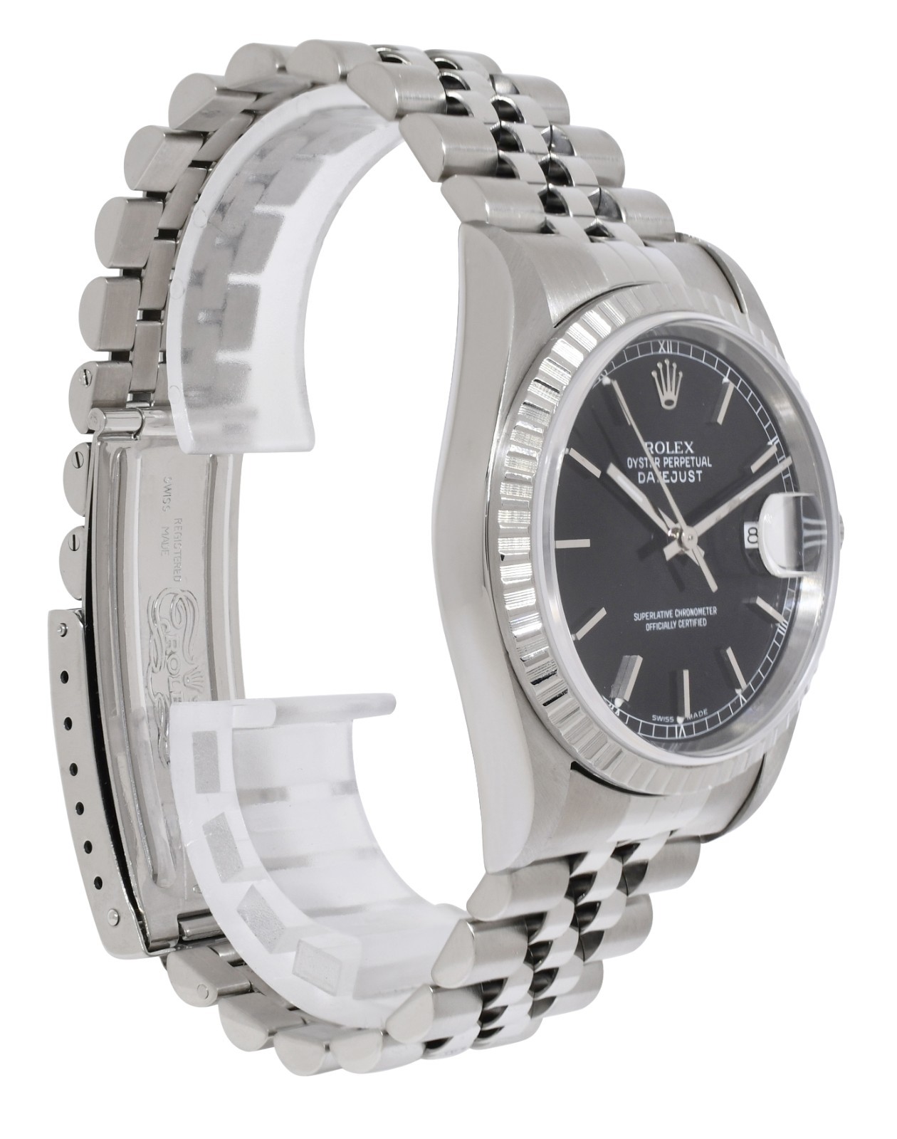 Rolex Datejust Steel Black Dial Jubilee Bracelet 36mm Watch +Papers K 16200 Rolex Datejust Steel Black Dial Jubilee Bracelet 36mm Watch +Papers K 16200