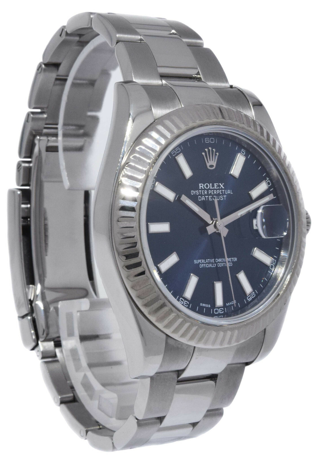 Rolex Datejust II Steel /18k Gold Bezel Blue Dial Mens 41mm Watch 116334