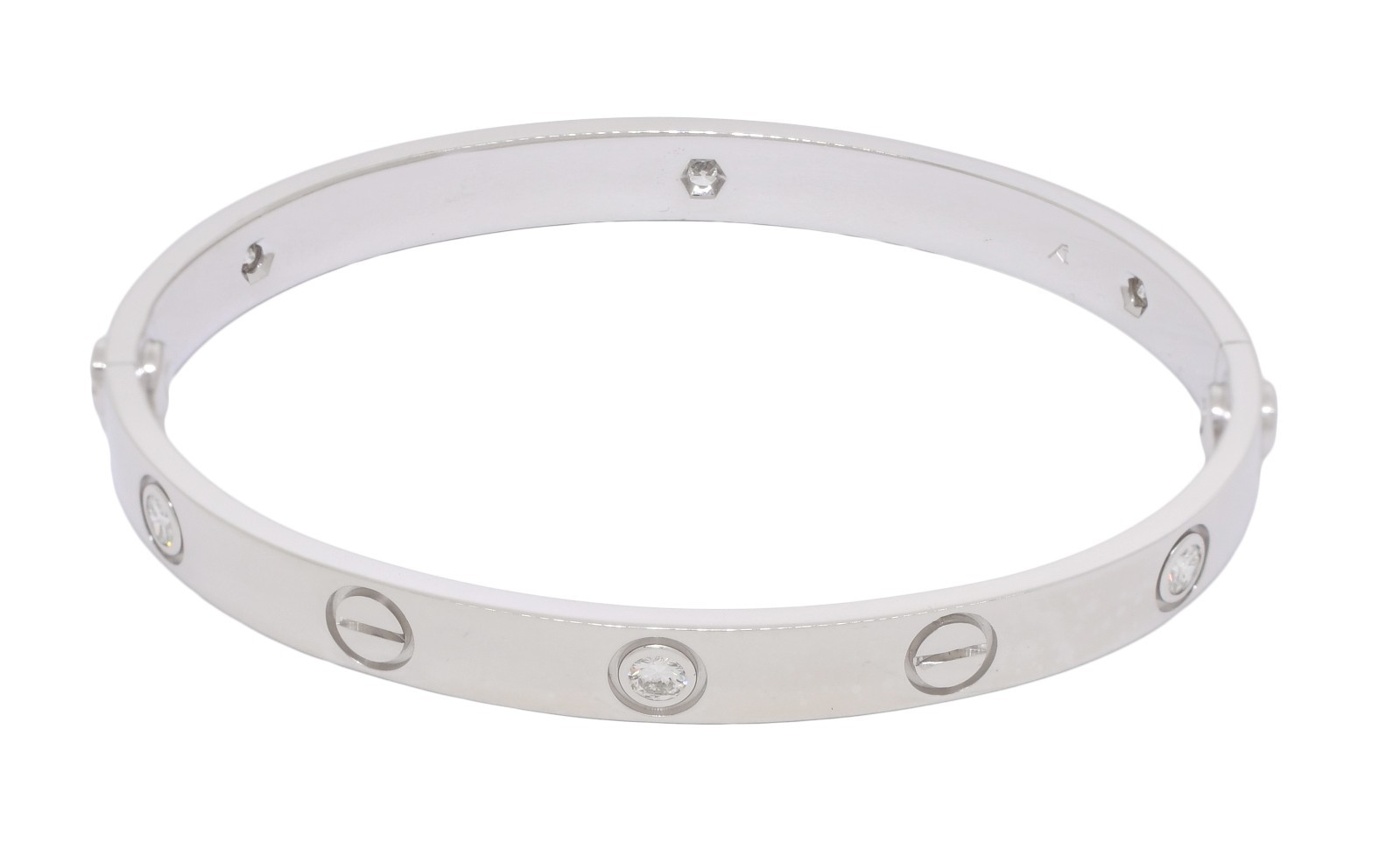 Cartier Vintage Love Bracelet 6 Diamond 18k White Gold Size 16 B/P 1999