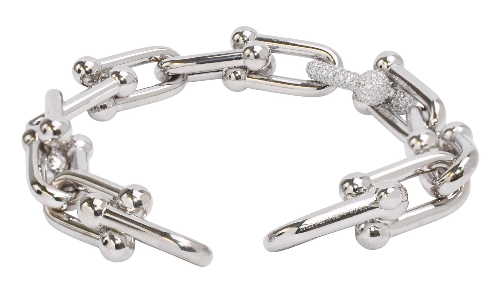 Tiffany & Co. HardWear 18k White Gold & Diamond Large Link Bracelet +Box
