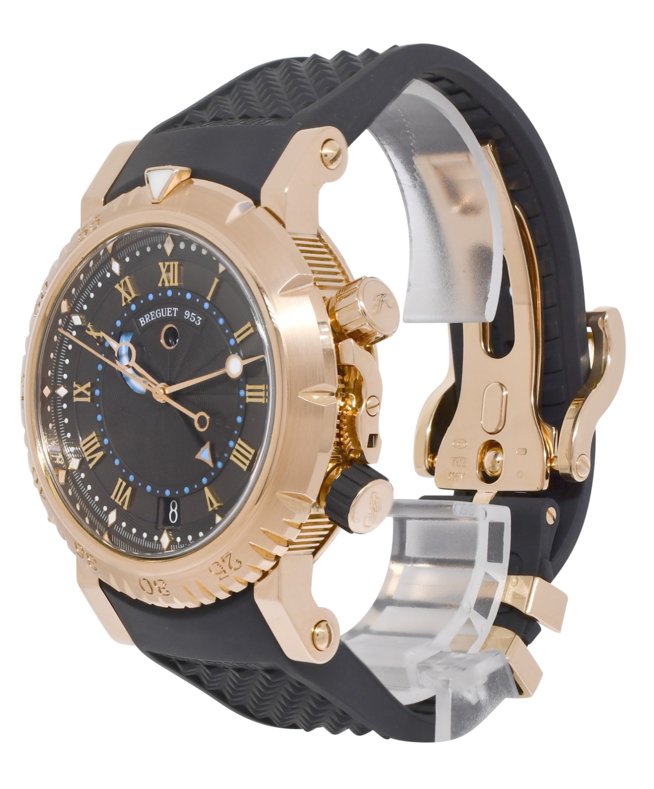 Breguet Marine Royale 18k Rose Gold Alarm Mens 45mm Watch +Papers 5847BR/Z2/5ZV