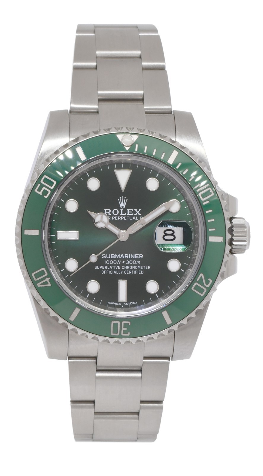 Rolex Submariner Hulk Steel Green Dial/Bezel Ceramic 40mm Watch 116610