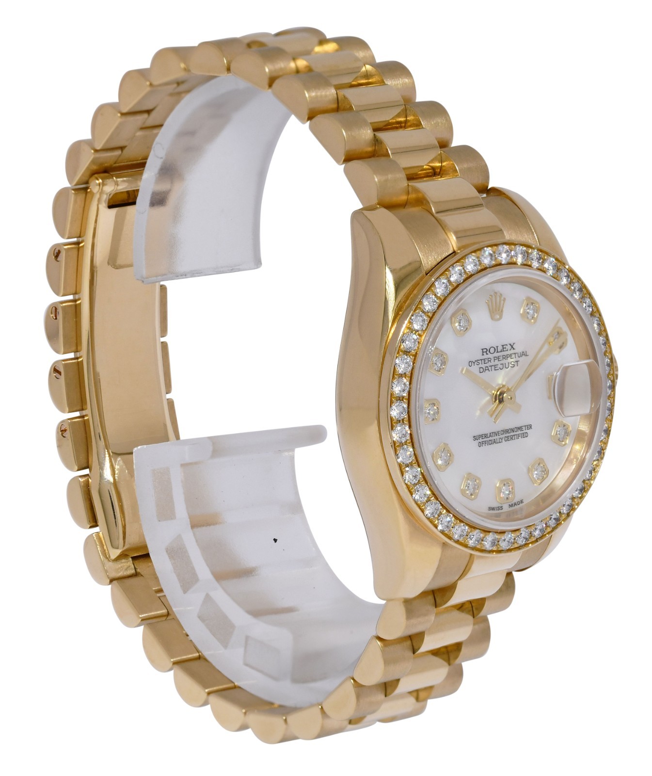 Rolex Datejust President 18k Yellow Gold MOP Diamond Ladies 26mm Watch Y 179178